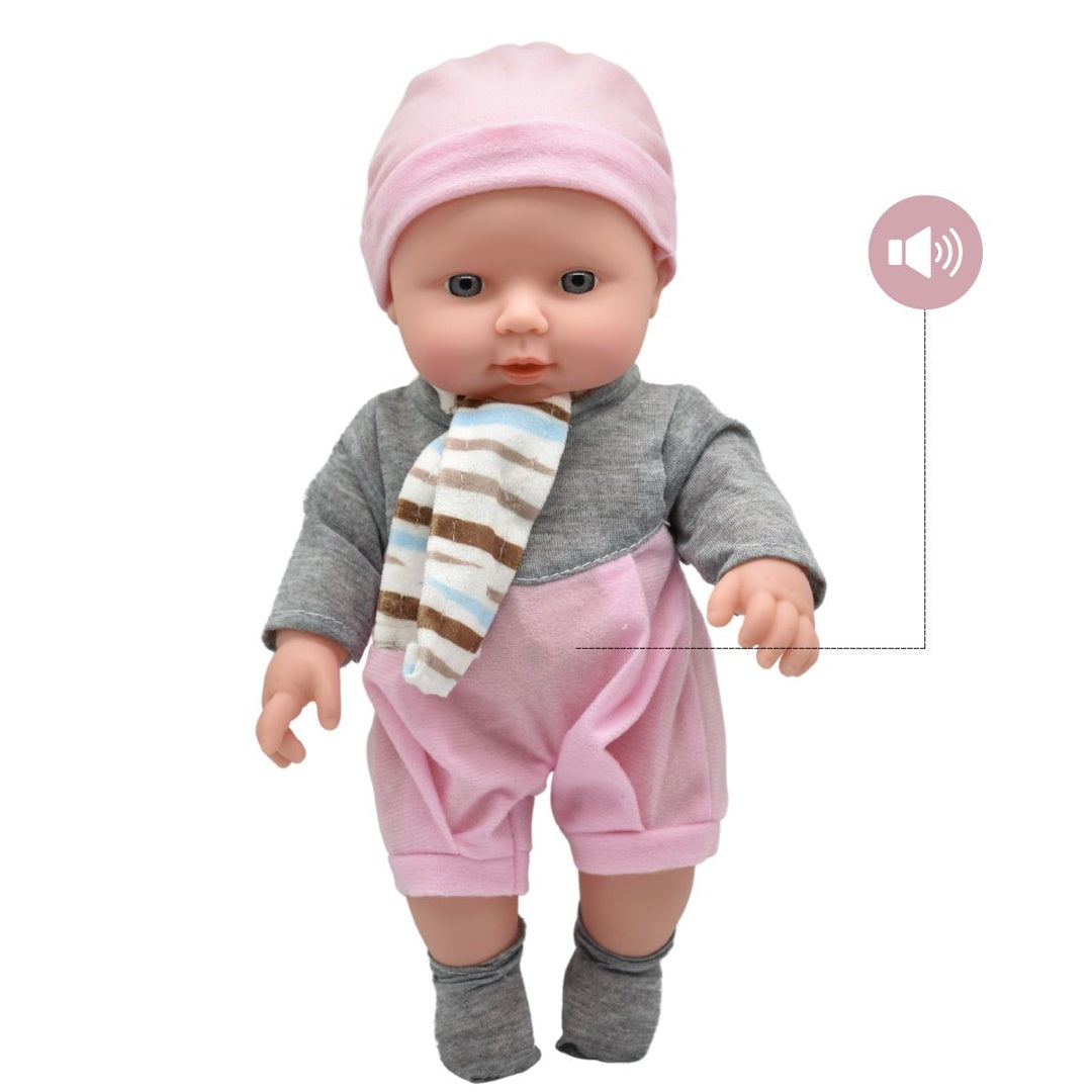 Muñeco Bebé con Sonido 30cm - Celeste, Ríe y Llora
