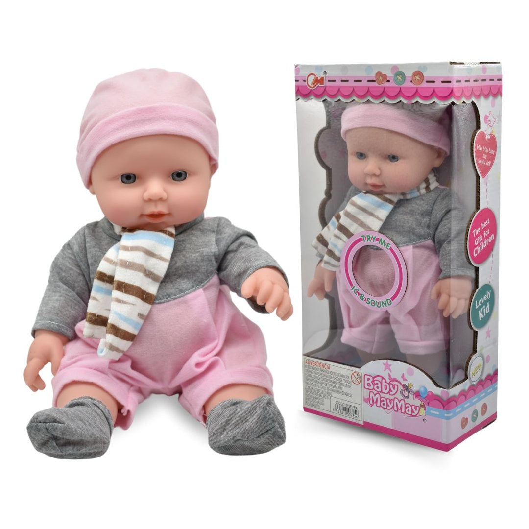 Muñeco Bebé con Sonido 30cm - Celeste, Ríe y Llora