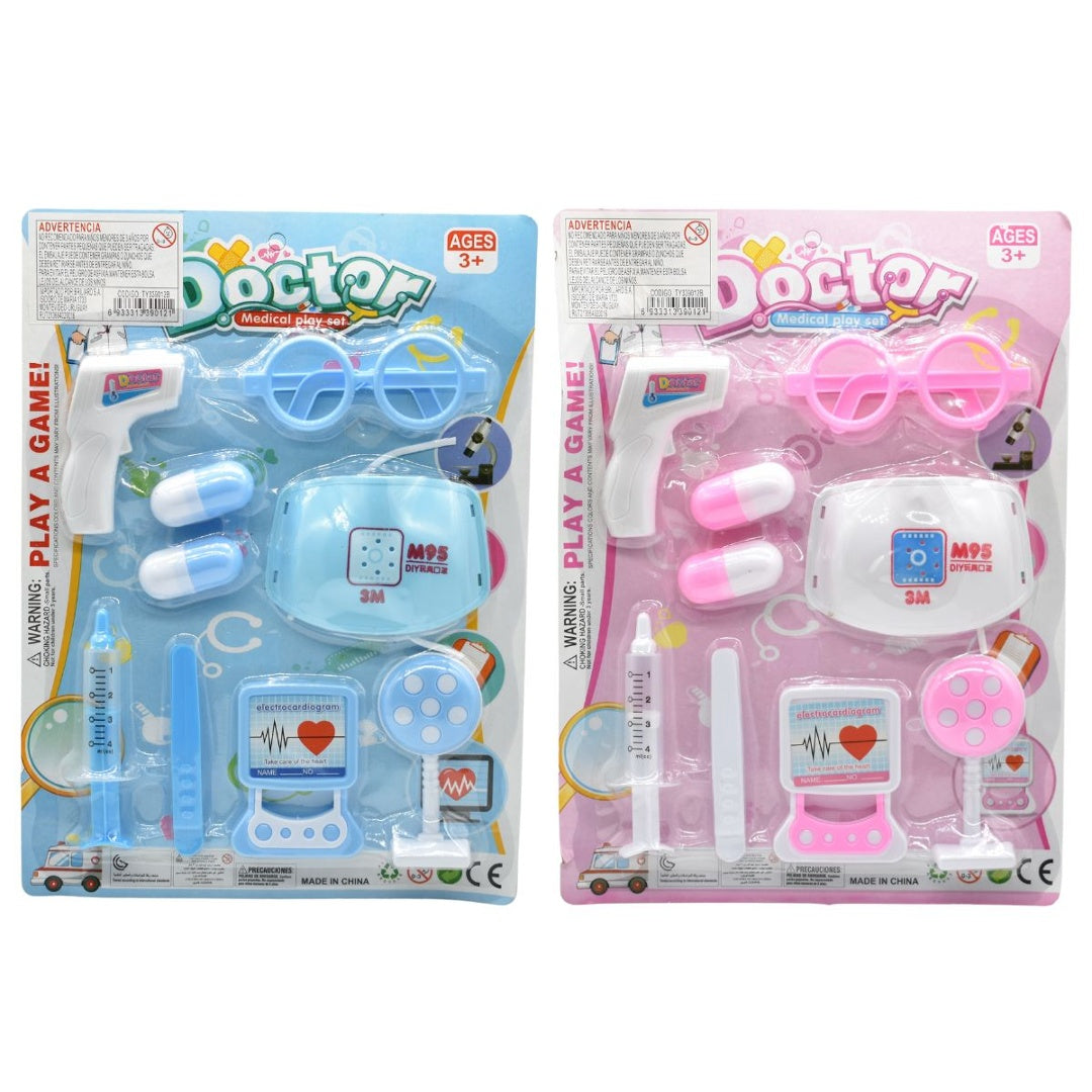 Set de Doctor Infantil 9 Piezas - Blíster, Celeste o Rosado
