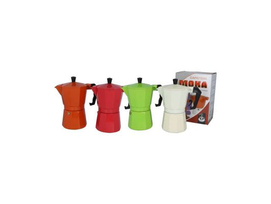 Cafetera Italiana de Aluminio - 6 Tazas, Colores Variados