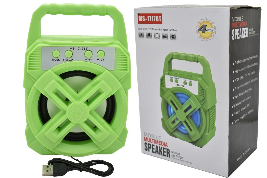 Parlante Portátil Verde 19x13x8cm - Bluetooth, USB, AUX